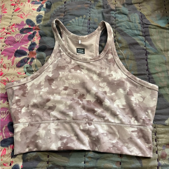 Prana Brown and Cream Patterned Sports Bra - Picture 1 of 3